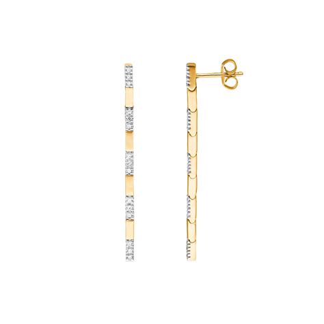 PE02473 01 GG Boucle D Oreilles Pendantes Or Jaune 750 18 Ct Avec