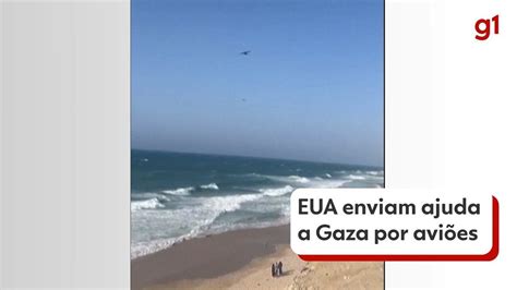 EUA fazem seu 1º lançamento aéreo de ajuda humanitária a Gaza um dia