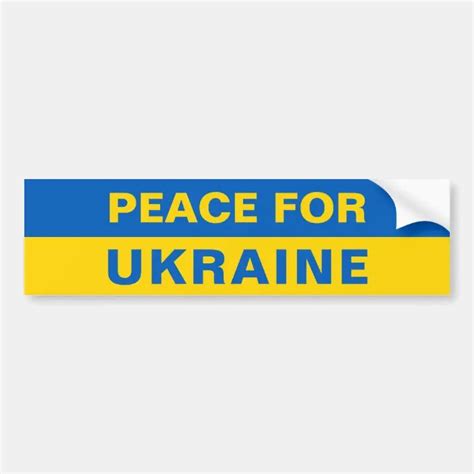 A Bumper Sticker With The Words Peace For Ukraine In Blue And Yellow On It