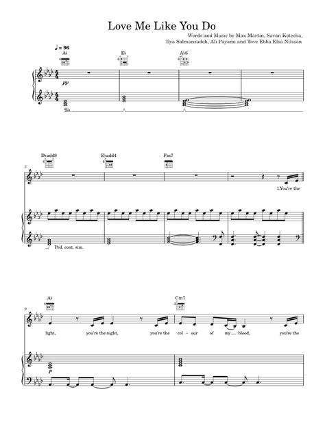 Love Me Like You Do Sheet Music For Piano Vocals By Ellie Goulding Official