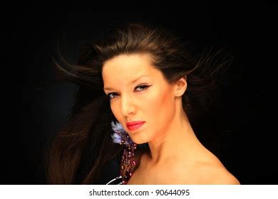 Portrait Sexy Brunette Woman On Black Stock Photo Shutterstock