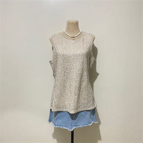 Sequenced Nude Sleeveless Top Women S Fashion Tops Sleeveless On Carousell