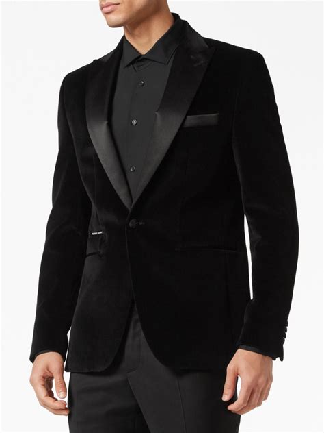 Philipp Plein Peak Lapels Velvet Blazer Black FARFETCH