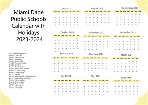 Miami Dade County Public Schools Calendar 2023-2024