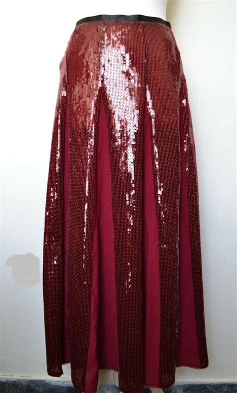 Zara Woman New Sequinned Skirt Burgundy Campaign Collection Ref