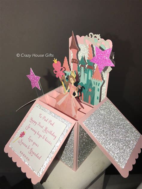 Princess pop up box cards princess card princess castle | Etsy