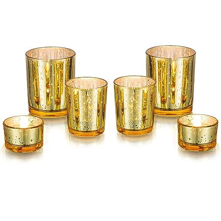 Amazon De Romadedi Gold Teelichthalter Kerzenhalter Glas Pcs