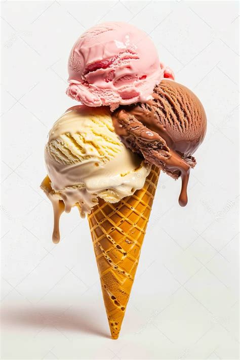 Ice Cream Cone With Three Scoops Of Ice Stock Photo Image Of Three