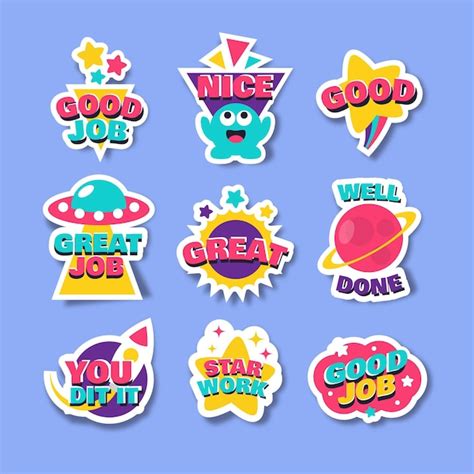 Free Vector | Collection of good job stickers