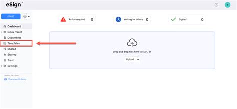 create  standard template esign learn