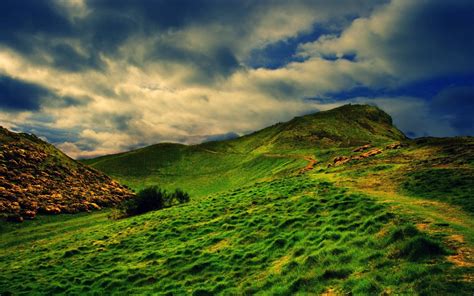 Wallpaper Sunlight Landscape Hill Nature Grass Sky Field Green