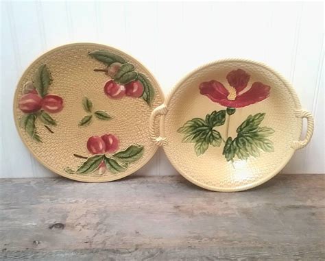 Ldbc German Majolica Serving Plate And Bowl With Handles Set Etsy