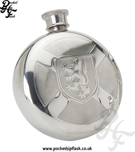 6oz Pewter Hip Flask Round Scottish Thistle Scottish Hip Flask