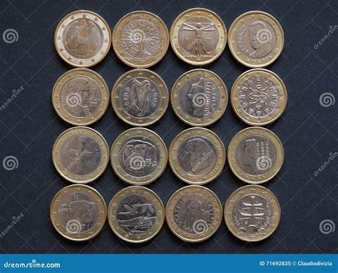 Euro Coins Of Many Countries Stock Image Image Of Portuguese German