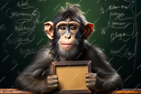Premium Ai Image Monkey Artist Shares Creative Flair On A Chalkboard