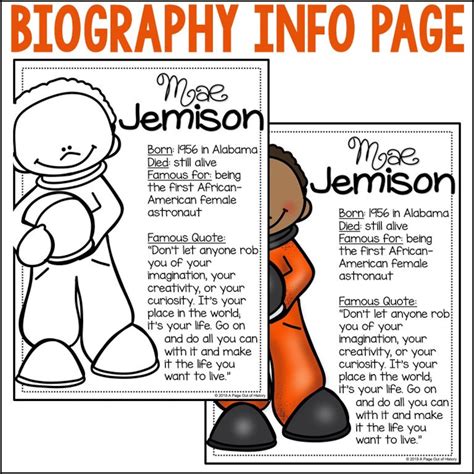 Mae Jemison Biography Unit Pack 3 5 Homeschool Social Studies Printable