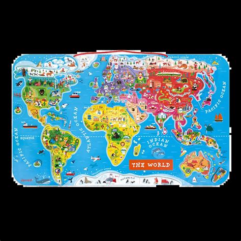 Janod Magnetic World Map Puzzle English 92 Pieces Wood My