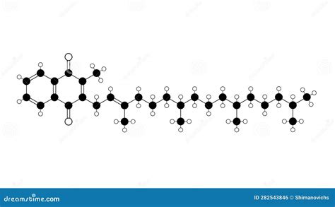 Phytomenadione Molecule Structural Chemical Formula Ball And Stick