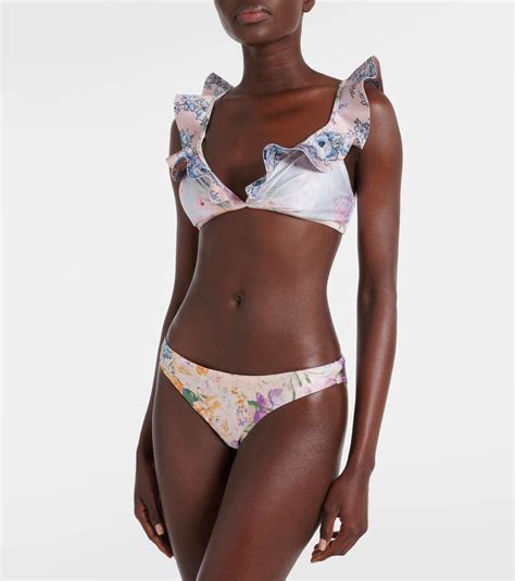 Zimmermann Halliday Skinny Floral Bikini Bottoms Zimmermann