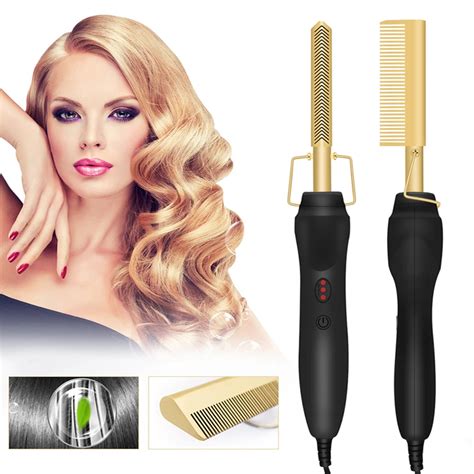 2 In 1 Hot Comb Straightener Electric Hair Straightener Hair Curler We — Nupono