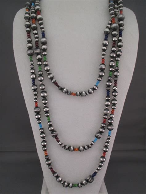 Multi Stone Oxidized Sterling Silver Bead Necklace Jewelry