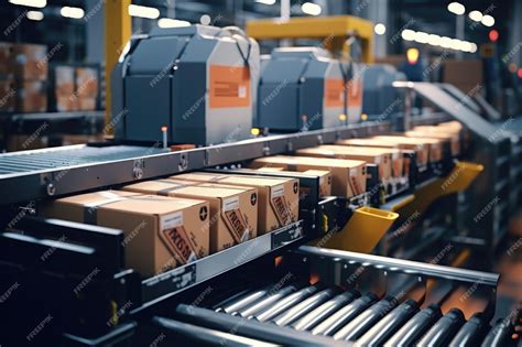 Premium Photo A Conveyor Belt With Boxes On It Can Be Used To