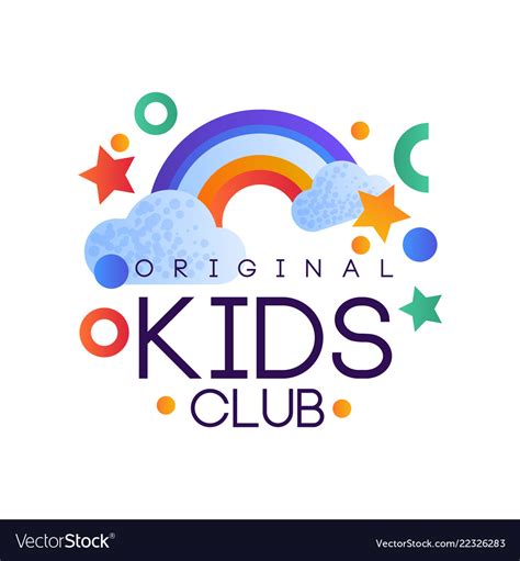 Kids club logo original colorful creative label Vector Image