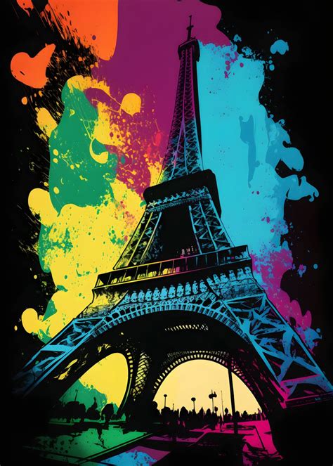 Eiffel Tower Pop Art Poster by Maël Sterlin Displate