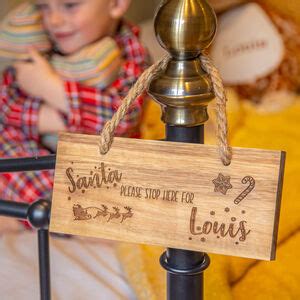 Personalised Santa Stop Here Wooden Sign By Duncan Stewart