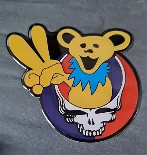 Grateful Dead Dancing Bear Steal Your Face Peace Sign Metal Sticker