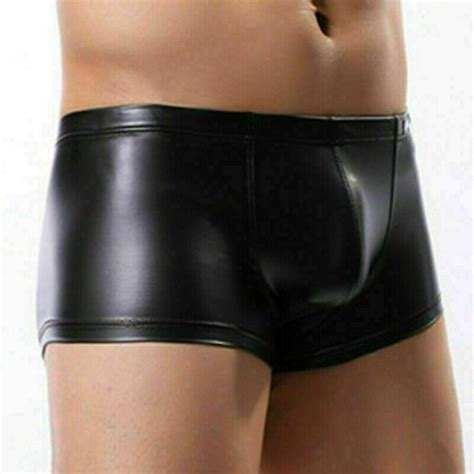 Hommes Sexy Simili Cuir Pour Boxer Trunk Gay Short Latex sous Vêtement