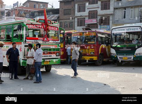 Ornately Decorated Buses At Bus Station Manali Himachal Pradesh