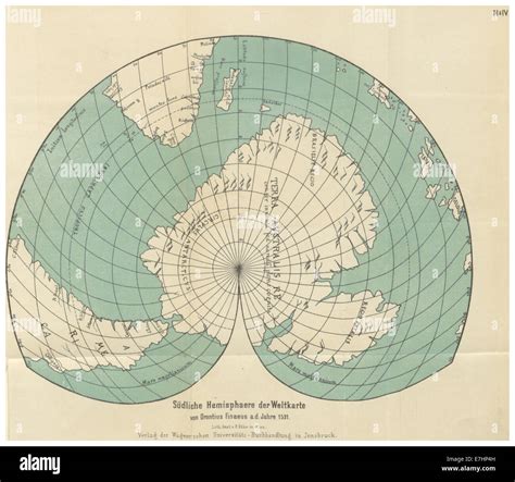 1881 T4 Sc3bcdliche Hemisphaere Der Weltkarte Des Orontius