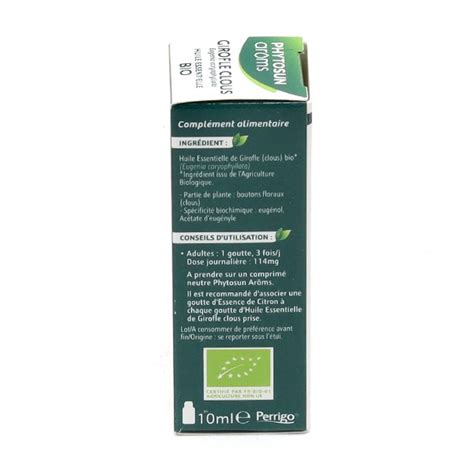 Huile Essentielle Bio Girofle Clous Phytosun Ar Ms Aromath Rapie