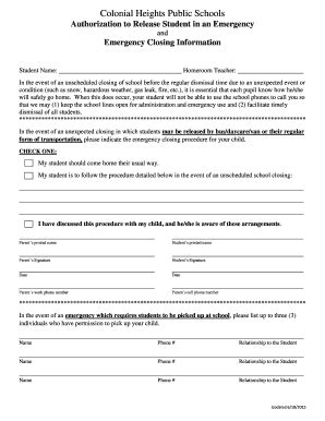 Fillable Online Transportation Form Colonial Heights High School Fax