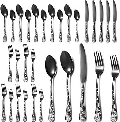 Amazon Hiware Pieces Matte Black Silverware Set With Steak