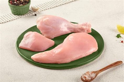 Raw Boneless Skinless Chicken Breast Portions Split Fresh