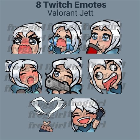 Cute Jett Valorant Emote Pack 8 Twitch Discord Emotes Etsy