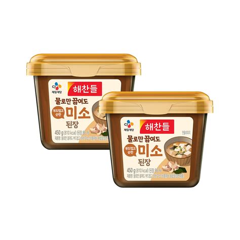 해찬들 물로만 끓여도 부드럽고 순한 미소된장 450g x2개 홈플러스 택배배송