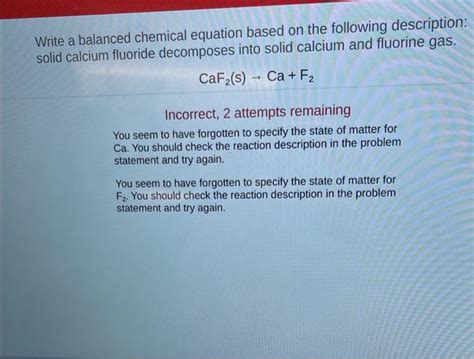 Solved Write A Balanced Chemical Equation Based On The