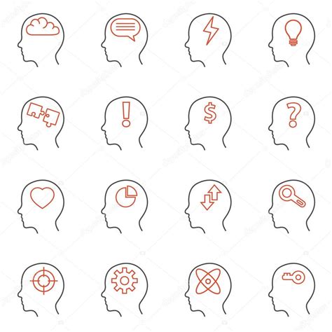 Set Of Human Mind Icons Stock Vector Royalty