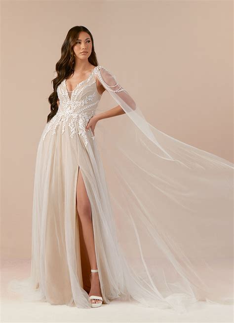 Diamond White Nude Azazie Goddess Wedding Dress Wedding Dresses Azazie