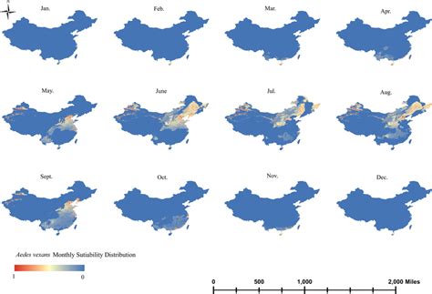 Monthly Dynamic Distribution Range Of Aedes Vexans Download