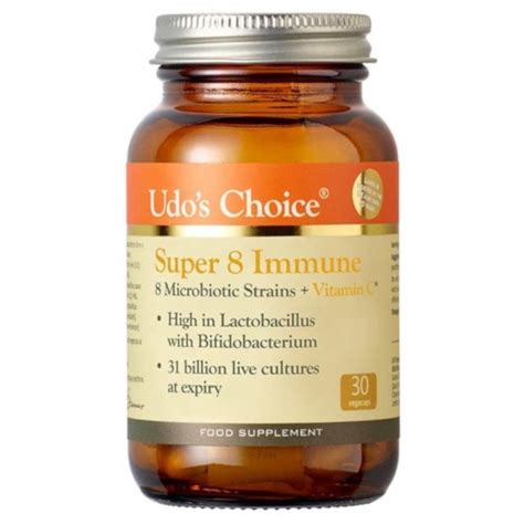 Udos Choice Super 8 Immune Support Microbiotics With Vitamin C 30