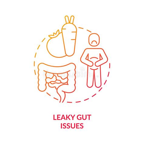 Leaky Gut Issues Red Gradient Concept Icon Stock Vector Illustration