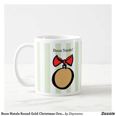 Buon Natale Round Gold Christmas Ornament Mug Grn Gold Christmas