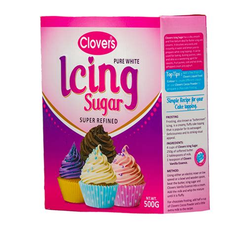 Clovers Icing Sugar Box Packet 500g Triclover Industries