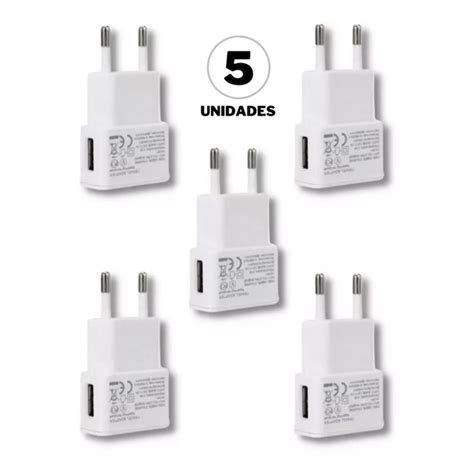 Kit Carregador Tomada Plug Adaptador Fonte Usb V A Bivolt Branco