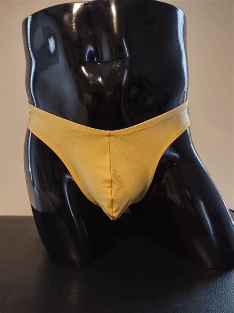 Shiny Gold Men S Swim Bikini Brief Half Back Cheeky Thong By Rayze Formerly Nutshack Etsy