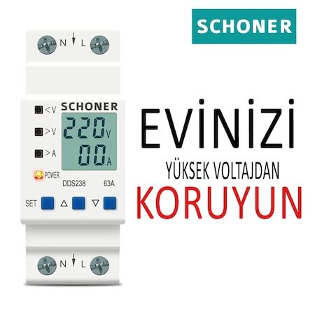 Schoner Gerilim Koruma Rölesi Yüksek Düşük Voltaj Akım Koruma 63A